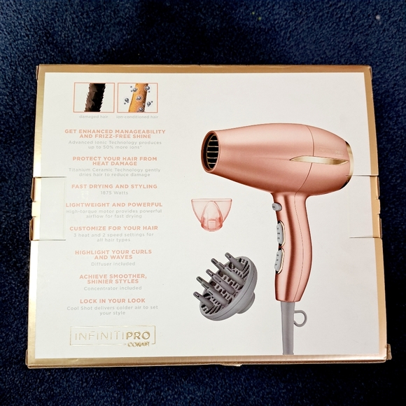 INFINITI PRO By CONAIR New With Box Frizz-Free Compact Dryer No Frizz No Fuss - Picture 3 of 6
